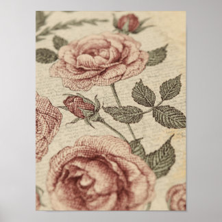 Póster Vintage Rose Garden Botanical Poster