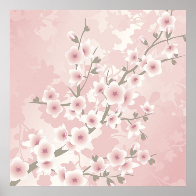 Póster Vintage Rubor PInk Cherry Blossom (Frente)