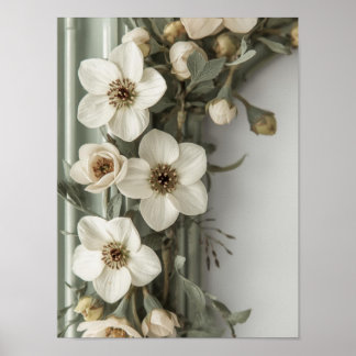Póster Vintage Sage Floral Frame Art Print