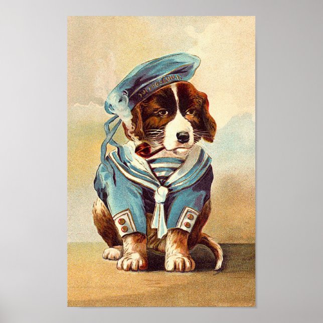 Póster Vintage Sailor Dog (Frente)