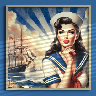 Póster Vintage Sailor Pin Up