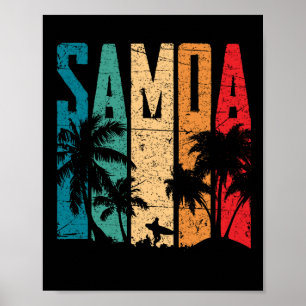 Póster Vintage Samoa Beach Sunset Samoan