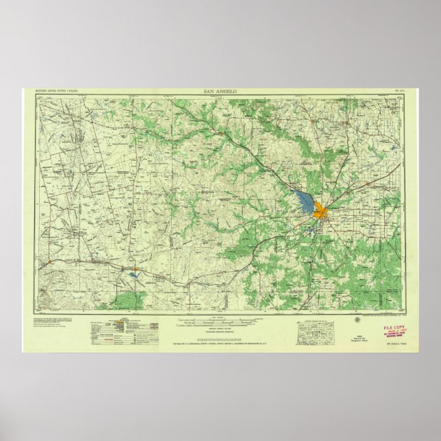 Póster Vintage San Angelo TX Topo (Frente)