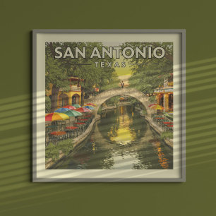 Póster Vintage San Antonio Texas