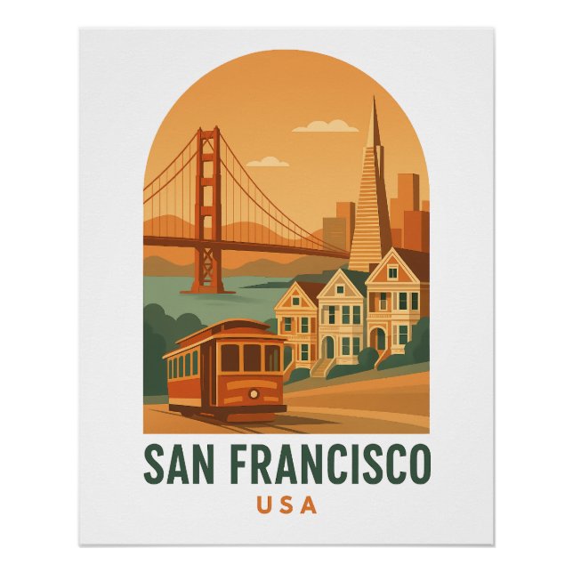 Póster Vintage San Francisco Golden Gate Bridge Travel (Anverso)