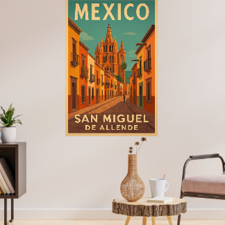 Póster Vintage San Miguel de Allende Mexico