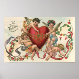 Póster Vintage San Valentín victoriano, Corazón de los án