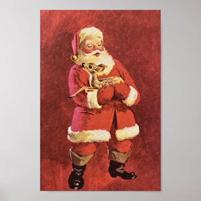 Póster Vintage Santa Baby Reindeer Mid Century (Frente)
