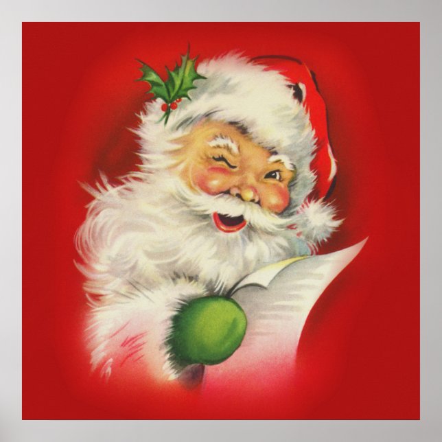 Póster Vintage Santa Claus Christmas (Frente)