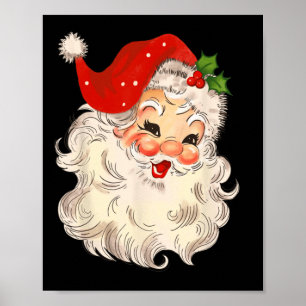 Póster Vintage Santa Claus Face Navidades Xmas Santa Cla
