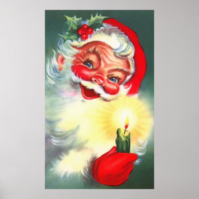 Póster Vintage Santa con Velas (Frente)