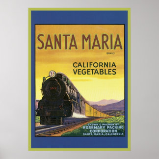 Póster Vintage Santa Maria California Vegetables Crate La