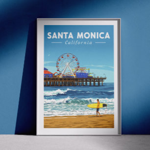 Póster Vintage Santa Monica California
