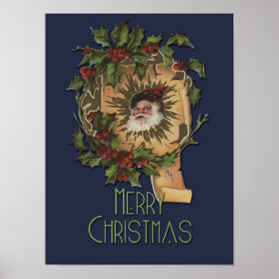 Póster Vintage Santa Navidades Jolly