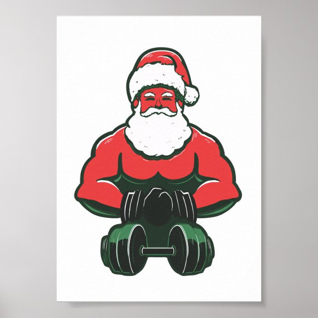 Póster Vintage Santa Strongman – Muscular Santa (Frente)