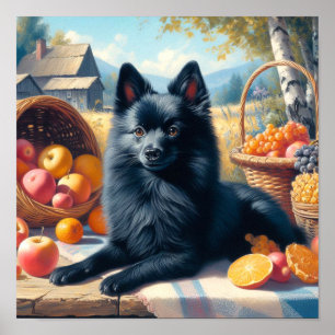 Póster Vintage Schipperke Puppy Pintura
