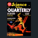 Póster Vintage Science Fiction Quarterly Space Travel<br><div class="desc">A vintage pulp magazine illustration.</div>