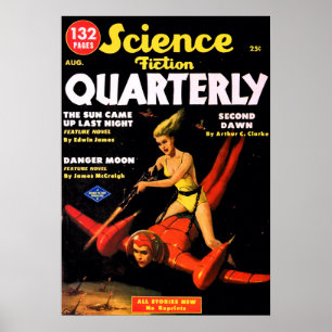 Póster Vintage Science Fiction Quarterly Space Travel