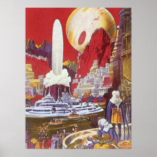 Póster Vintage Science Fiction, the Lost City of Atlantis