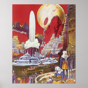 Póster Vintage Science Fiction, the Lost City of Atlantis