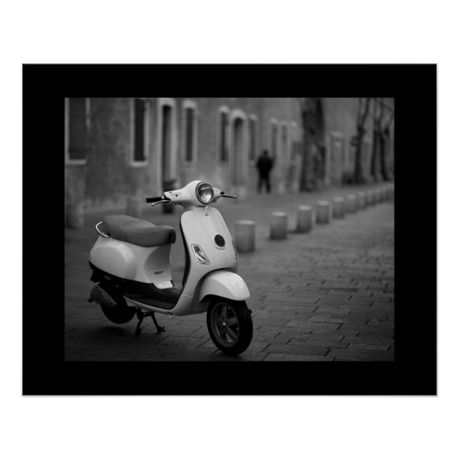 Póster Vintage Scooter | Negro + Blanco | Nueva York (Anverso)