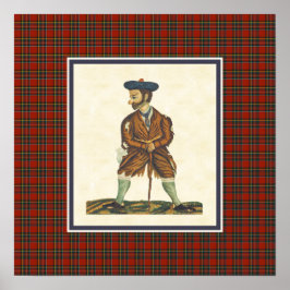 Póster Vintage Scottish Highlander Peelans Tartán Border