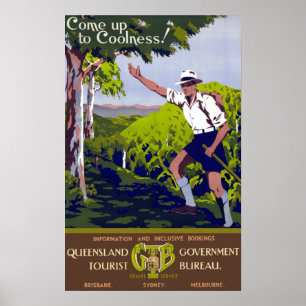 Póster Vintage Se Sube A La Coolera Queensland Australia