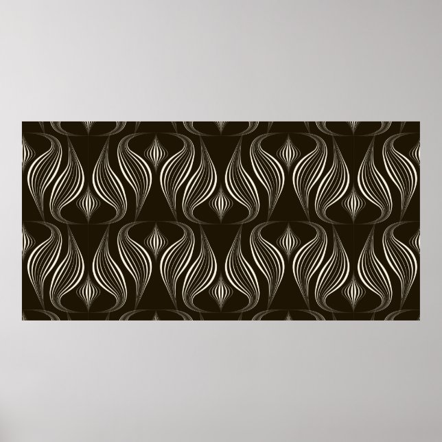 Póster vintage seamless pattern monochrome ornament with  (Frente)