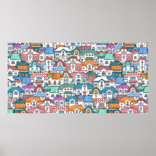 Póster vintage seamless pattern with hand drawn and color