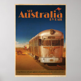 Póster Vintage See Australia By Rail Travel Poster