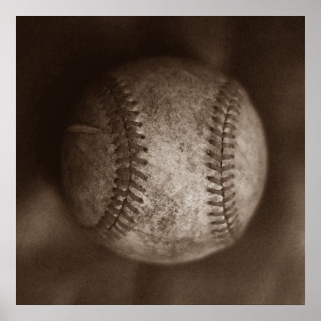 Póster Vintage Sepia Baseball (Frente)
