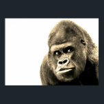 Póster Vintage Sepia Gorilla<br><div class="desc">Computadora digital Arte animal - Arte pop universitario - Imágenes de computadores animales salvajes</div>