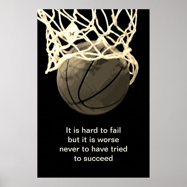 Póster Vintage Sepia Motivation Cita Basketball (Frente)