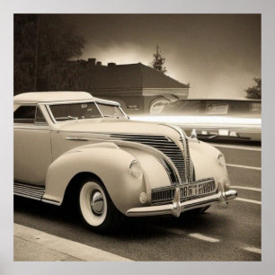 Póster Vintage Sepia Scene 1940 auto Fantasy 2 Poster