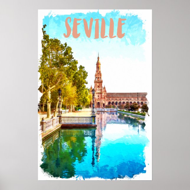 Póster Vintage Sevilla España Andalucía (Frente)