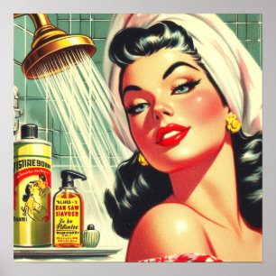 Póster Vintage Shower Pin Up