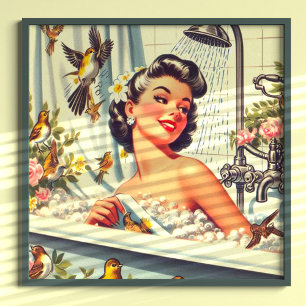 Póster Vintage Shower Pin Up