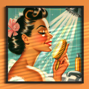 Póster Vintage Shower Pin Up