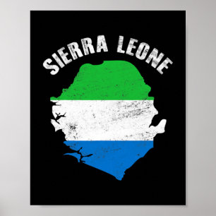 Póster Vintage Sierra Leone Flag Map Men Women Patriotic