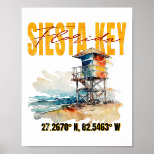Póster Vintage Siesta Key Florida Beach