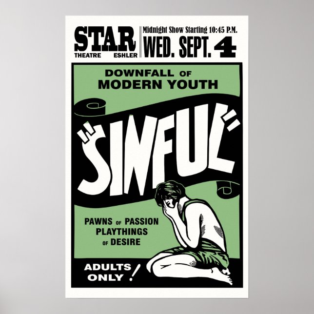 Póster Vintage "Sinful" Movie Poster (Frente)