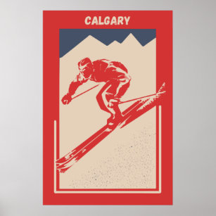 Póster Vintage Ski Alberta Banff Mountain Resort Calgary