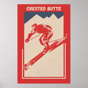 Póster Vintage Ski Colorado Resort Crested Butte Mountain
