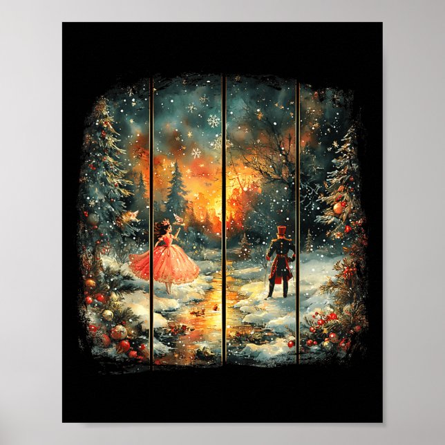 Póster Vintage Snow Globe Nutcracker Christmas Coquette  (Frente)