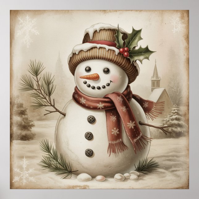 Póster Vintage Snowman Poster (Frente)