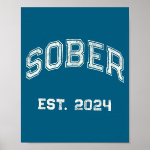 Póster Vintage Sobrio Est. 2024 Afirmación Sobriedad Aa M