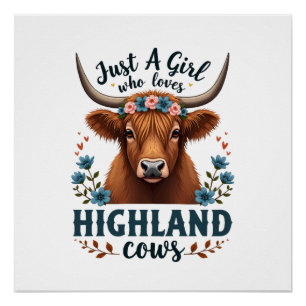 Póster Vintage Solo Una Chica Que Ama Las Vacas Highland