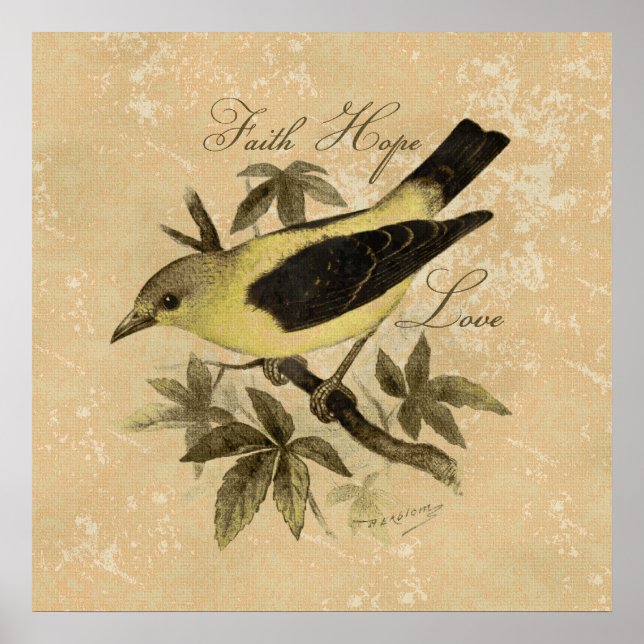 Póster Vintage Songbird Faith Hope Love Poster (Frente)