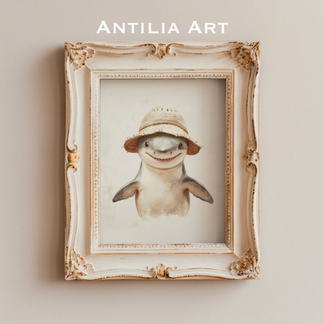 Póster Vintage Sonriendo Tiburón Blanco Pintando peces ma (Subido por el creador)