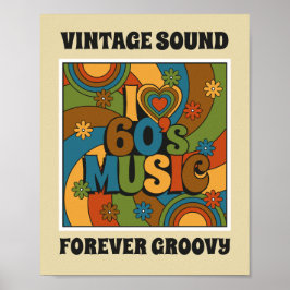 Póster Vintage Sound Forever Groovy 1960s Music Inspired